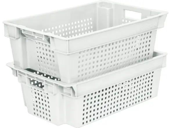 Ящик пластиковый морозостойкий перфорированный, 600x400x200 мм, 48 л, белый [102-1]