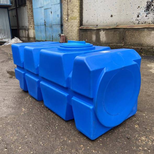 Емкость пластиковая горизонтальная для хранения воды и дизельного топлива с крышкой, 1000 л, синий [TFG21000S13]