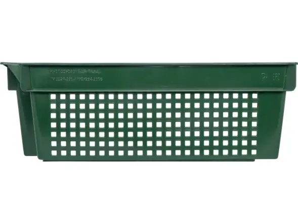 Ящик пластиковый перфорированный, 600x400x200 мм, 48 л, зеленый [102-У]