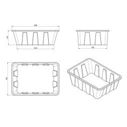 Ванна пластиковая пищевая KN, 600 л, 1.0 г/см³, HDPE, синий [1182.0600.601.000]