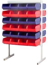 Стойка (стеллаж) двухсторонняя для хранения мелких предметов, 1000х400х1500 мм, 48 ящиков (5003), синий [7011-5003]