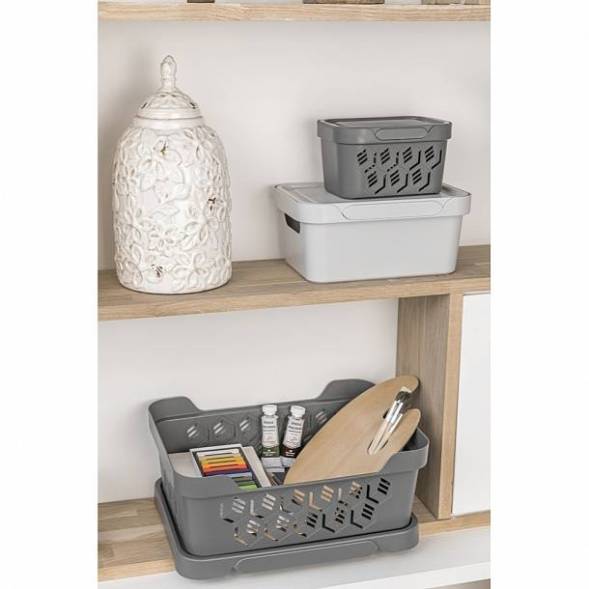 Ящик с крышкой универсальный Deluxe, 1,9л, серый