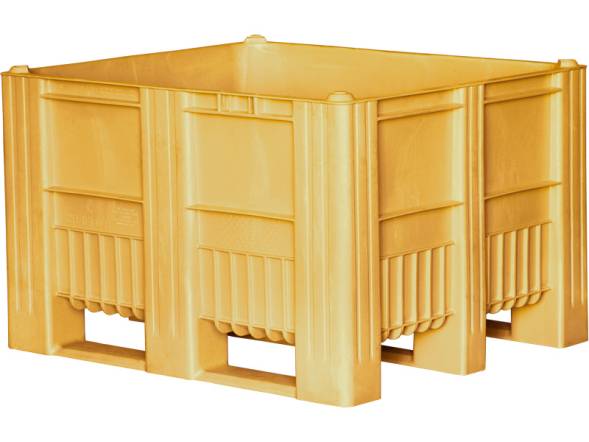 Крупногабаритный сплошной пластиковый контейнер на полозьях Big Box, 1200х1000х740 мм, желтый [12001000740-00]