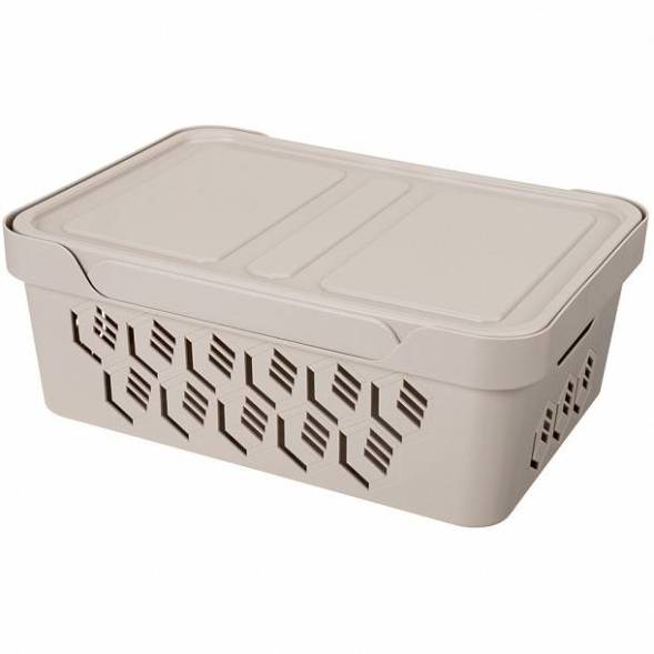 Ящик с крышкой универсальный Deluxe, 12л, светло-бежевый