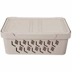 Ящик с крышкой универсальный Deluxe, 12л, светло-бежевый