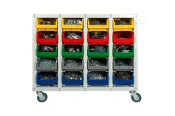 Стеллаж с направляющими мобильный, односторонний, Стелла-техник V3-20-125-И 20 ячеек, грузоподъемность 350кг