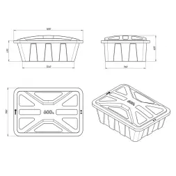 Ванна пластиковая пищевая с крышкой KN, 600 л, 1.2 г/см³, HDPE, синий [121207.0600.601.000]