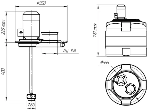 Емкость T 100 синий с турбинной мешалкой
