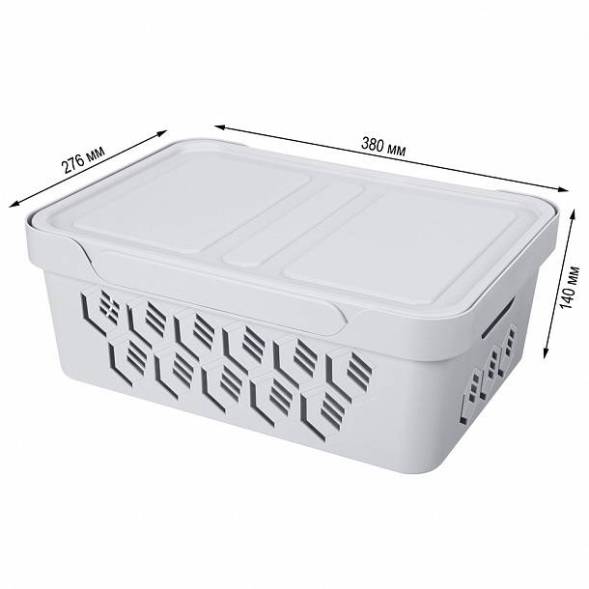 Ящик с крышкой универсальный Deluxe, 12л, светло-серый