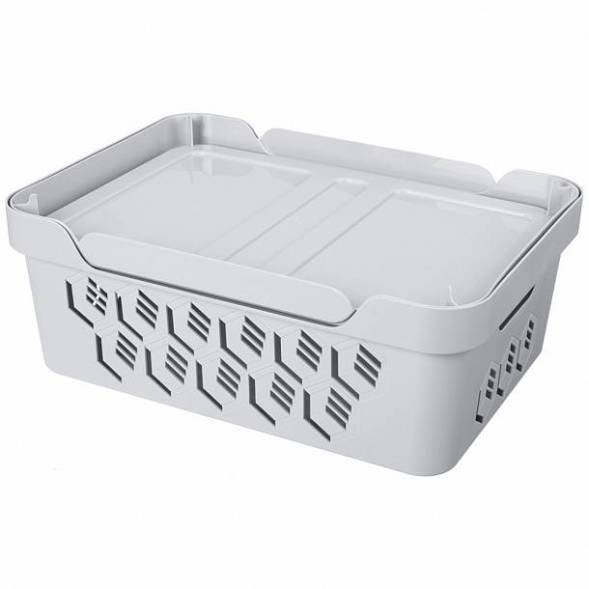 Ящик с крышкой универсальный Deluxe, 12л, светло-серый