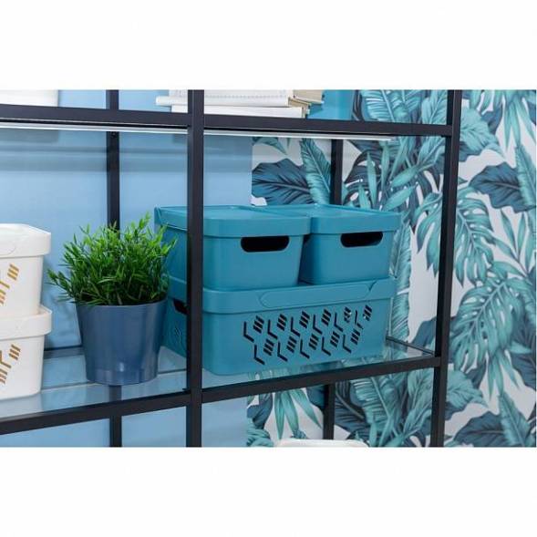 Ящик с крышкой универсальный Deluxe, 12л, светло-серый