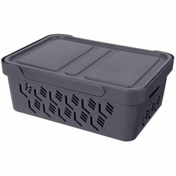 Ящик с крышкой универсальный Deluxe, 12л, серый