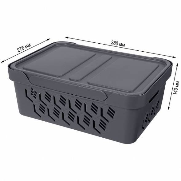 Ящик с крышкой универсальный Deluxe, 12л, серый