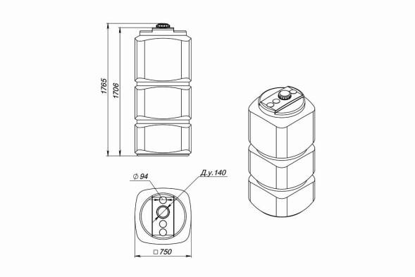 Емкость L 750л OIL белая