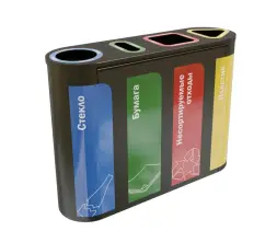 Урна для раздельного сбора мусора ПА044 Цвет: черный 9005, с наклейками