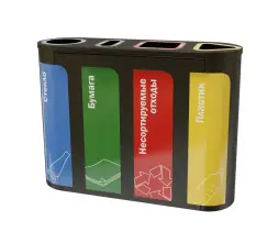 Урна для раздельного сбора мусора ПА044 Цвет: черный 9005, с наклейками