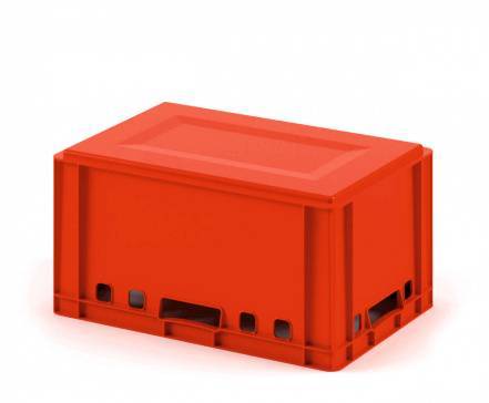 Ящик пластиковый для мяса Е3 (глубокой заморозки), 600х400х300 мм, красный