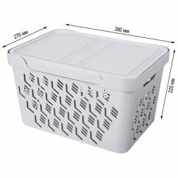 Ящик с крышкой универсальный Deluxe, 18л, светло-серый