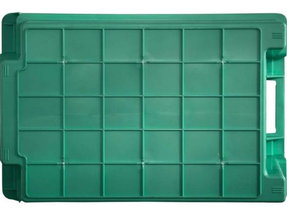 Ящик пластиковый с перфорированными стенками и сплошным дном, 600х400х250 мм, зеленый [125-1]