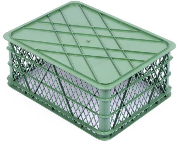 Ящик пластиковый с перфорированными стенками, 430х330х180 мм, зеленый [430330180-01]