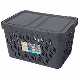 Ящик с крышкой универсальный Deluxe, 18л, серый