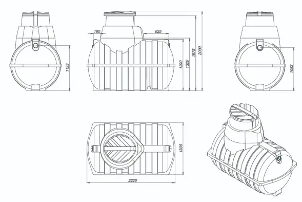 Емкость подземная U 2000 с выходом черный