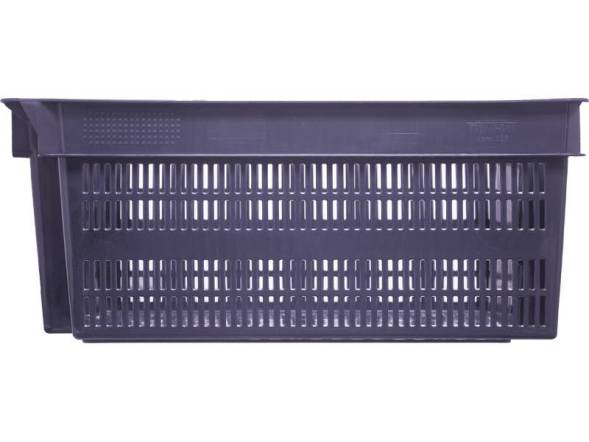 Ящик пластиковый с перфорированными стенками и сплошным дном, 600х400х250 мм, серый [125-1]