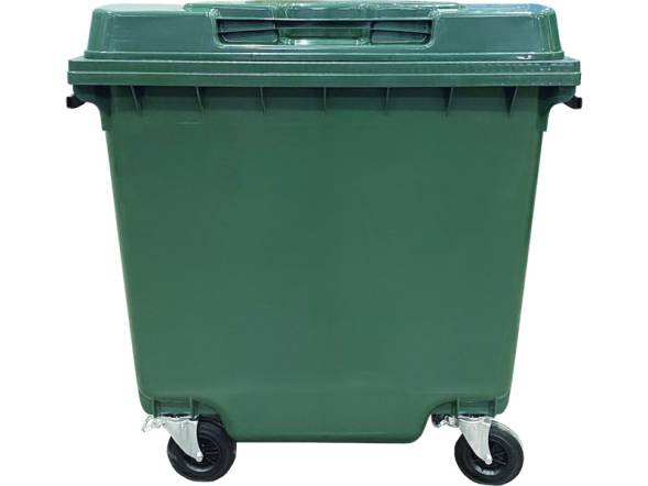 Пластиковый мусорный контейнер на колесах, 1100л, зеленый