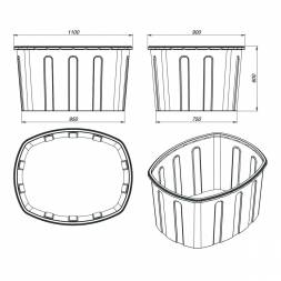 Ванна пластиковая пищевая О, 400 л, HDPE, синий [131.0400.601.0]