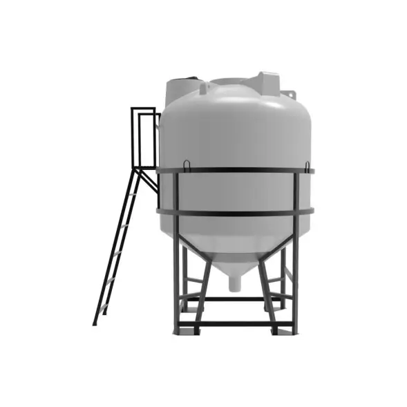 Емкость ЦКТ 5000 л с патрубком 160мм под плотность до 1,5 г/см3 белая в обрешетке с лестницей