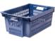 Ящик пластиковый с перфорированными стенками и сплошным дном, 600х400х250 мм, синий [125-1]