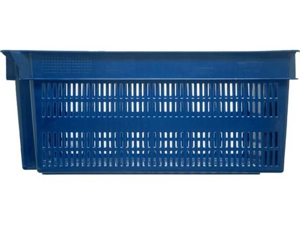 Ящик пластиковый с перфорированными стенками и сплошным дном, 600х400х250 мм, синий [125-1]