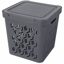 Ящик с крышкой универсальный Deluxe, 286x286x286 мм, 18л, серый