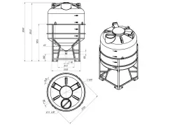 Емкость ЦКТ 5000 л с патрубком 160мм с фланцем белая в обрешетке