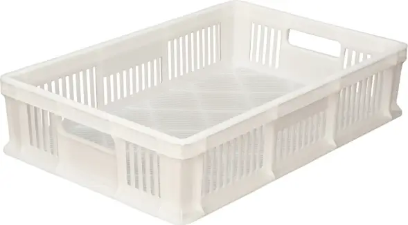 Ящик пластиковый перфорированный, 600×400×140 мм, 27 л, зелёный [705.01.01]