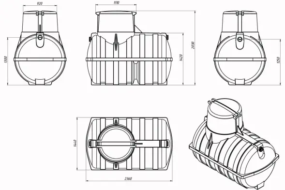 Емкость подземная U 3000 с выходом черный