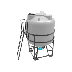 Емкость ЦКТ 5000 л с патрубком 160мм с фланцем белая в обрешетке с лестницей