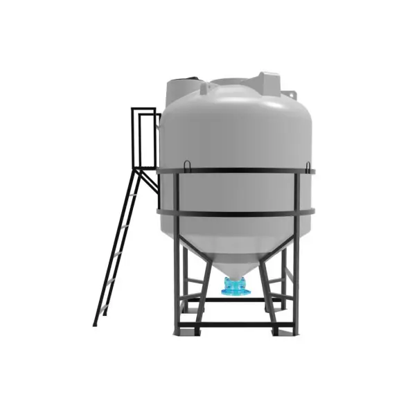 Емкость ЦКТ 5000 л с патрубком 160мм с фланцем белая в обрешетке с лестницей