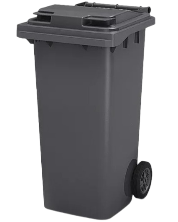 Мусорный контейнер пластиковый для ТБО/ТКО на колесах с крышкой, 120 л, серый