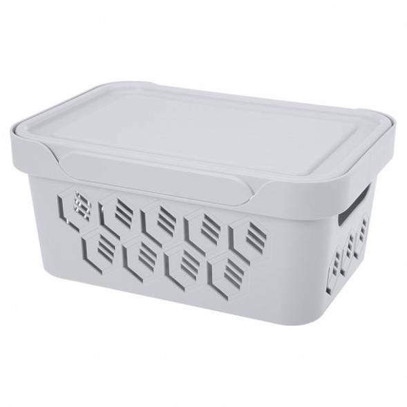 Ящик с крышкой универсальный Deluxe, 4,6л, светло-серый