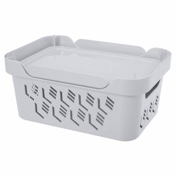 Ящик с крышкой универсальный Deluxe, 4,6л, светло-серый