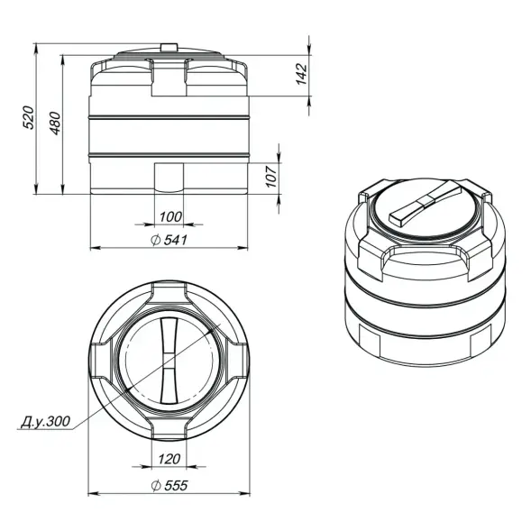 Емкость T 100л под плотность до 1.5 г/см3 синяя
