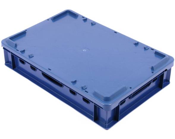 Ящик пластиковый мясной Е1, 600х400х120 мм, синий [600400120-00]