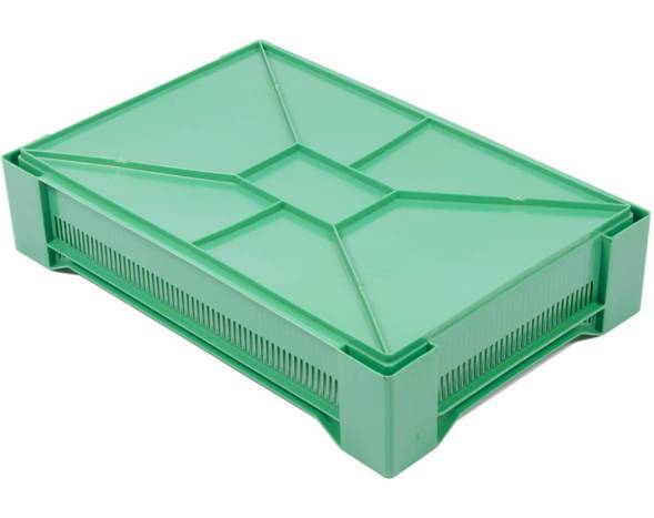 Ящик пластиковый с перфорированными стенками, 600х400х135 мм, зеленый [600400135-01]