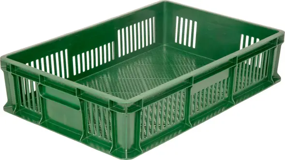 Ящик пластиковый перфорированный, 600×400×140 мм, 27 л, синий [705.01.02]