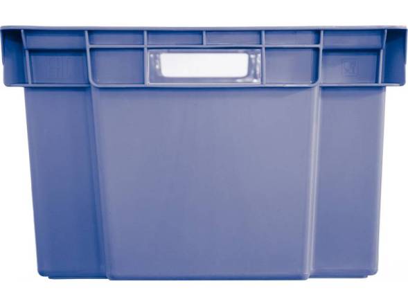 Ящик пластиковый сплошной, 600х400х250 мм, синий [125-2]