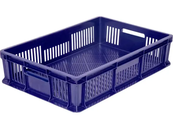 Ящик пластиковый перфорированный, 600×400×140 мм, 27 л, зелёный [705.01.03]