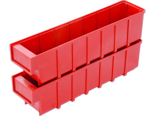 Контейнер полочный пластиковый, 400x92x100 мм, 3.68 л, красный [6006]
