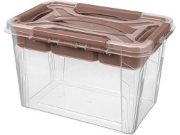 Ящик п/п GRAND BOX 290х190х180 6,65 л для хран. с крышк. с замком и вставкой-органайзером цв. коричневый
