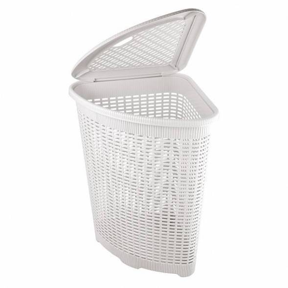 Корзина для белья угловая, 50л, белая
